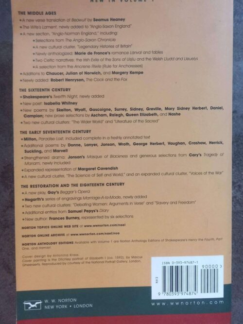 The Norton Anthology Of English Literature, Vol 1 — M. H. Abrams secondhand book
