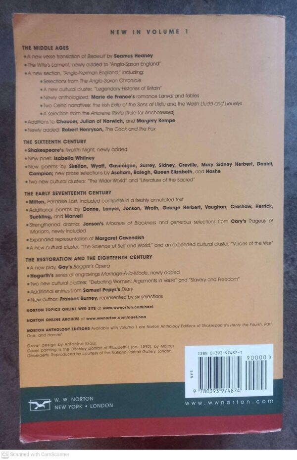 The Norton Anthology Of English Literature, Vol 1 — M. H. Abrams secondhand book