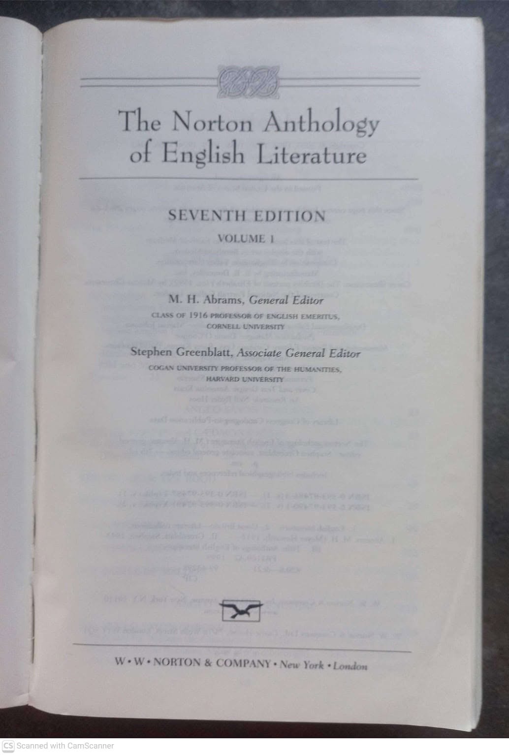 The Norton Anthology Of English Literature, Vol 1 -- M. H. Abrams