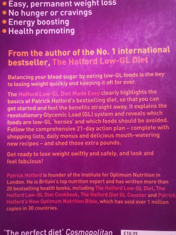 The Holford Low-GL Diet Made Easy – Patrick Holford secondhand book
