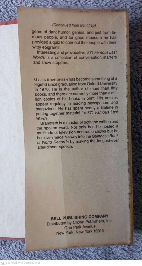 871 Famous Last Words4 871 Famous Last Words — Gyles Brandreth secondhand book
