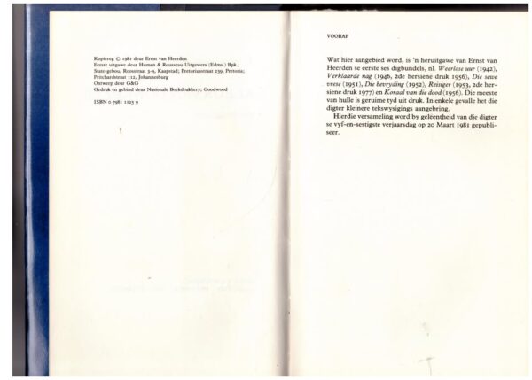 Kleur van donkerte5 Kleur Van Donkerte: Verse 1942-1956 – Ernst Van Heerden secondhand book