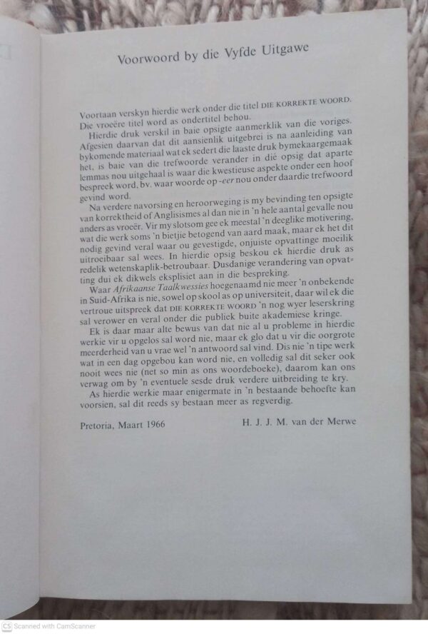 Die Korrekte Woord: Afrikaanse Taalkwessies — H.J.J.M. Van Der Merwe secondhand book