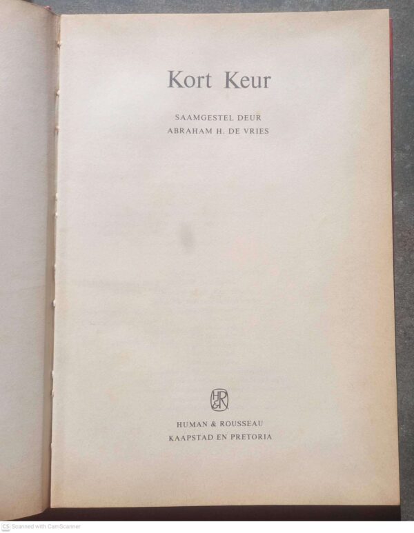 Kort Keur — Abraham H. De Vries secondhand book