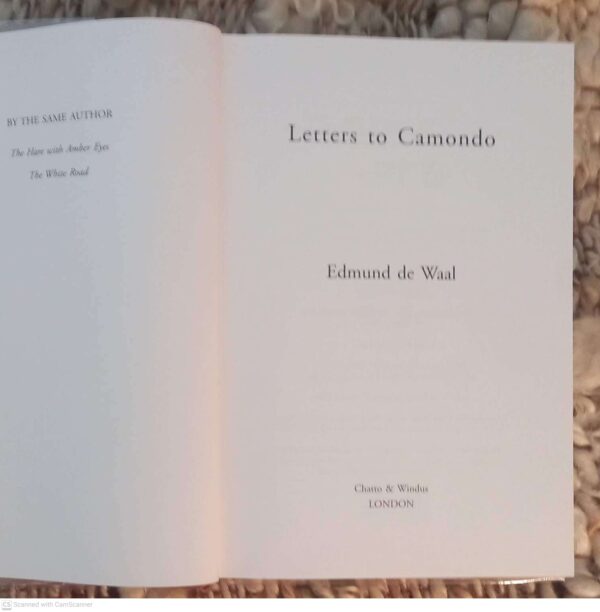Letters To Camondo — Edmund De Waal secondhand book