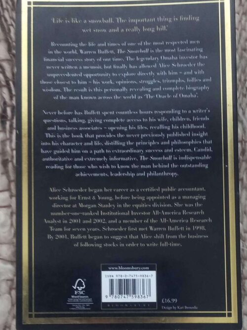 The Snowball: Warren Buffett And The Business Of Life — Alice Schroeder secondhand book