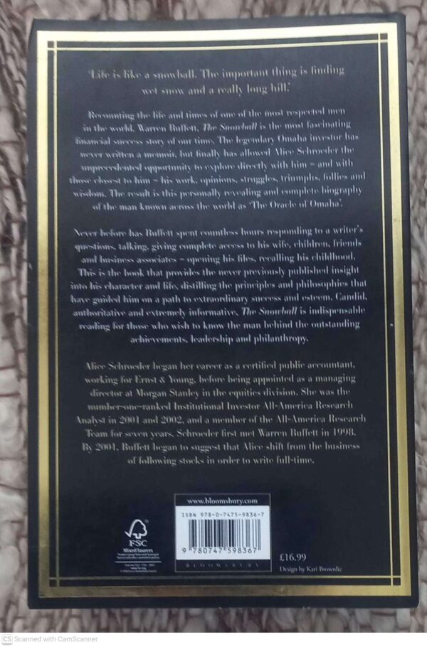 The Snowball: Warren Buffett And The Business Of Life — Alice Schroeder secondhand book