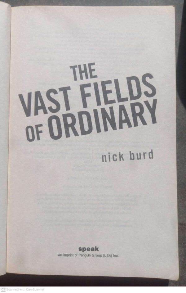 The Vast Fields Of Ordinary — Nick Burd secondhand book