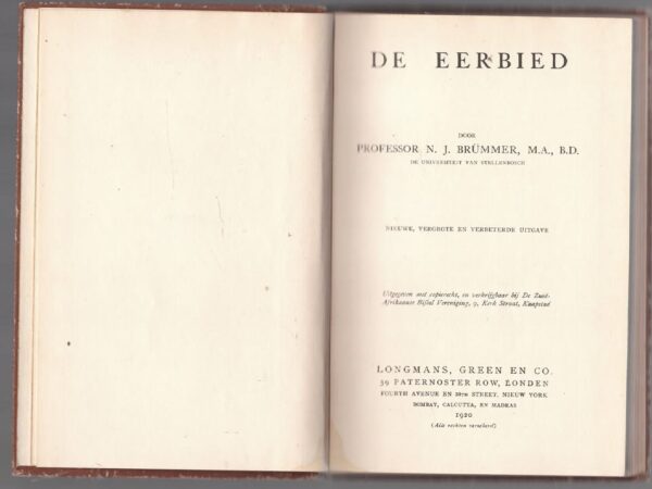 De Eerbied — N. J. Brümmer secondhand book