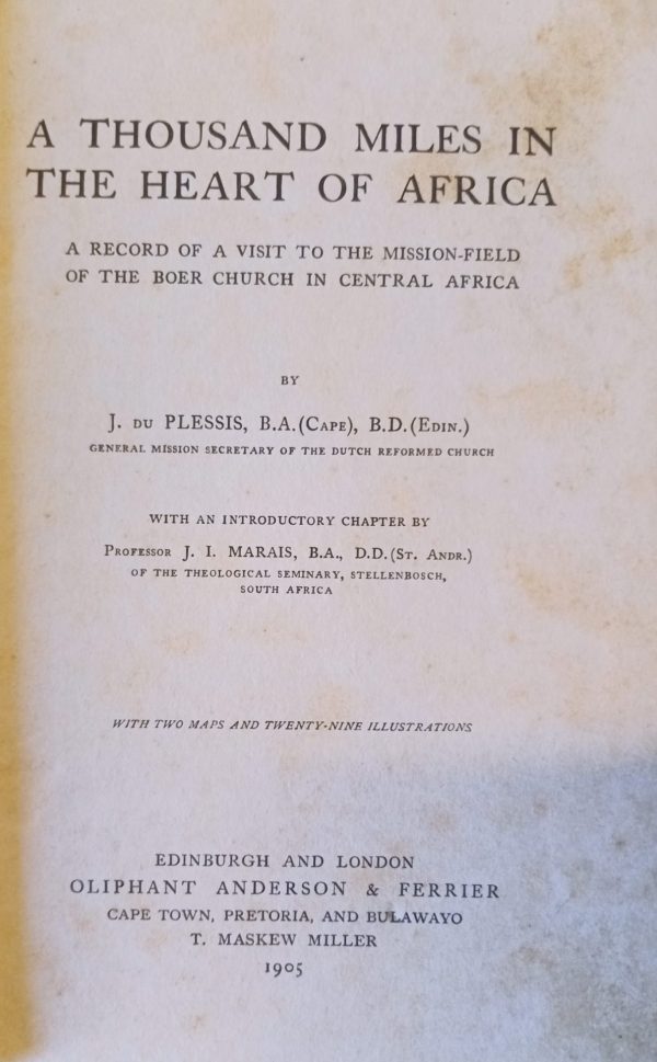 A Thousand Miles In The Heart Of Africa – J Du Plessis secondhand book
