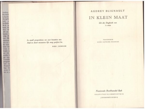 In Klein maat3 In Klein Maat: Uit Die Dagboek Van ‘n Vrou — Audrey Blignault secondhand book