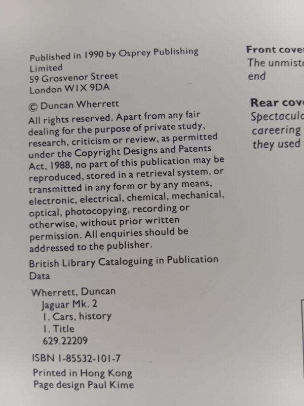 Jaguar MK II – Duncan Wherrett secondhand book