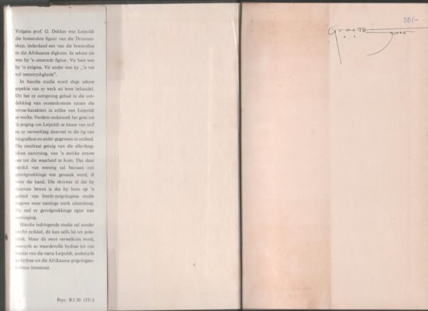 C. L. Leipoldt: ‘n Studie In Stof-keuse, -Verwerking En -Ontwikkeling — M.P.O. Burgers secondhand book
