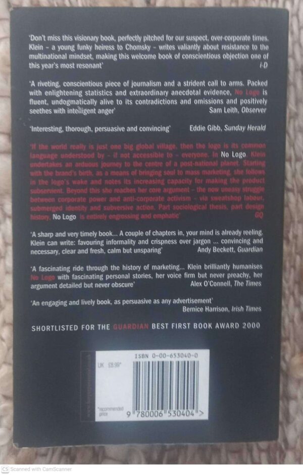 No Logo2 No Logo: No Space. No Choice. No Jobs — Naomi Klein secondhand book