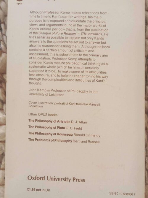 The Philosophy Of Kant — John Kemp secondhand book