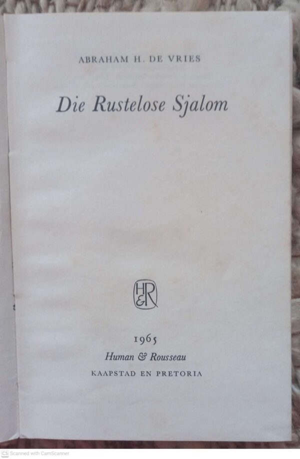 Die Rustelose Sjalom — Abraham H. De Vries secondhand book