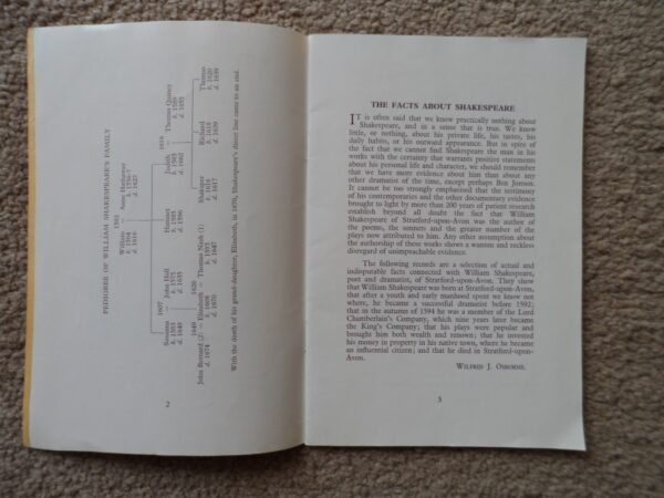 William Shakespeare: Some Dates, Facts And Inferences – Wilfrid Osborne secondhand book