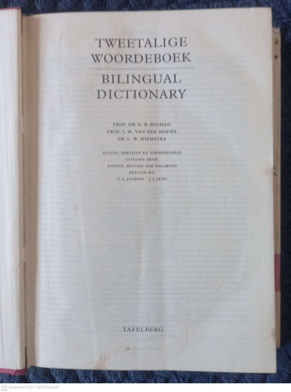 Tweetalige Woordeboek / Bilingual Dictionary — D. B. Bosman secondhand book