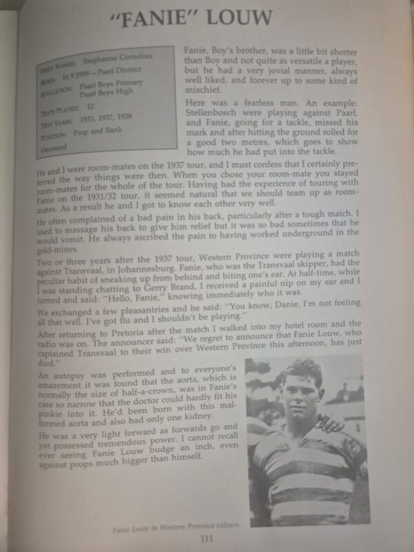 Doc Craven’s Tribute: The Legends Of Springbok Rugby 1889–1989 – Keith Clayton secondhand book