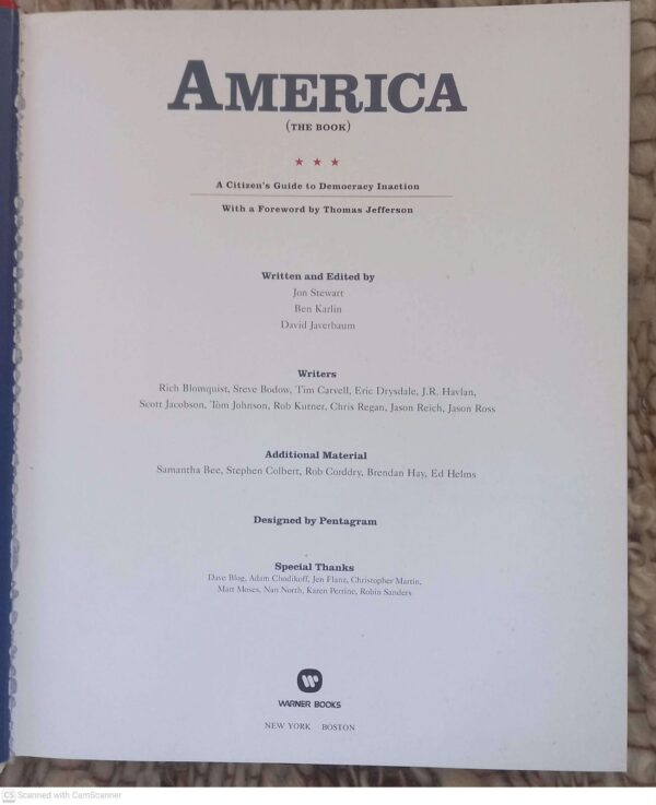 America (The Book): A Citizen’s Guide To Democracy Inaction — Jon Stewart secondhand book