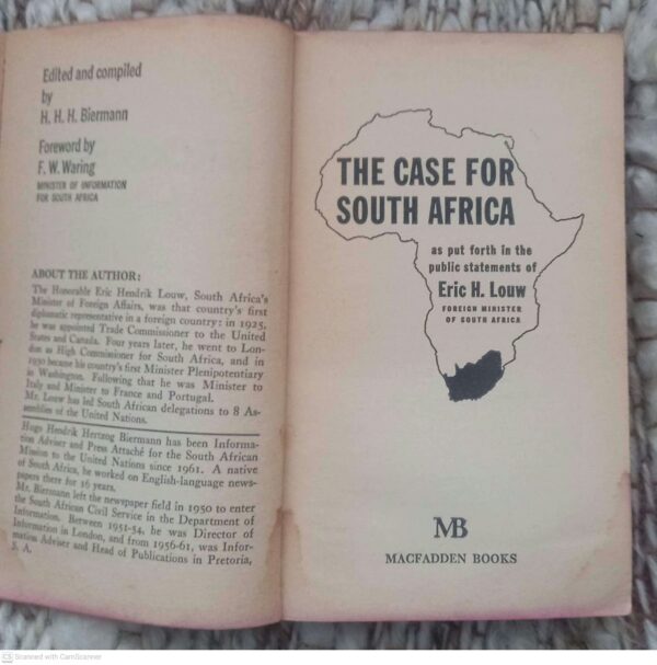 The Case For South Africa — Eric H. Louw secondhand book