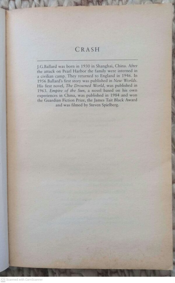 Crash — J. G. Ballard secondhand book