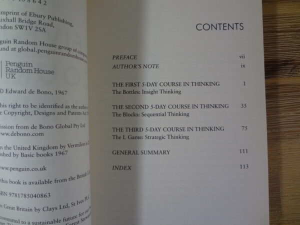 Five Day Course In Thinking – Edward De Bono secondhand book