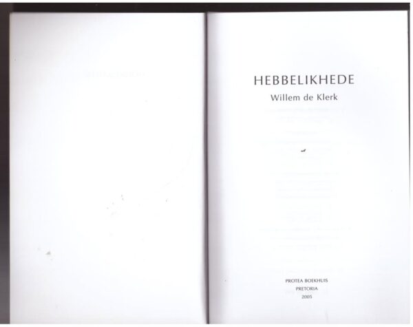 Hebbelikhede — Willem De Klerk secondhand book