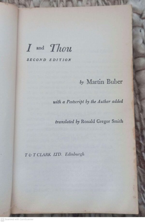 I and Thou3 I And Thou — Martin Buber secondhand book