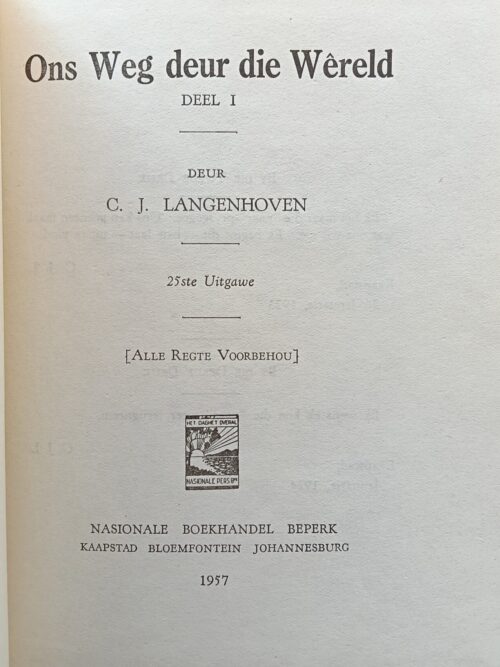 Ons Weg Deur Die Wêreld – C. J Langenhoven secondhand book