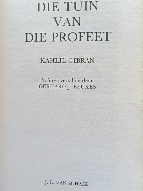 Die Tuin Van Die Profeet – Kahlil Gibran secondhand book