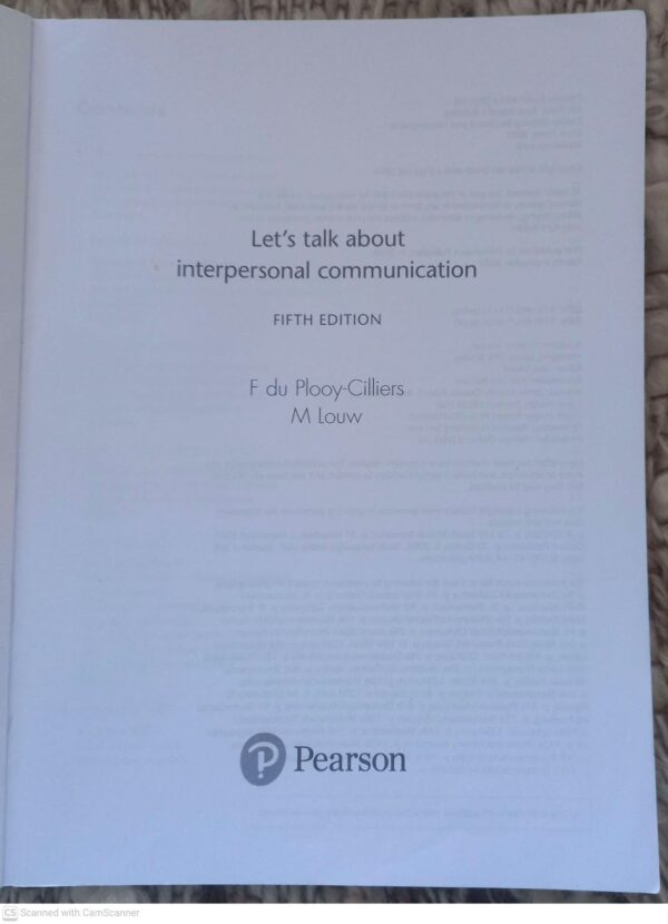 Interpersonal Communication3 Let’s Talk About Interpersonal Communication — F. du Plooy-Cilliers, M. Louw secondhand book