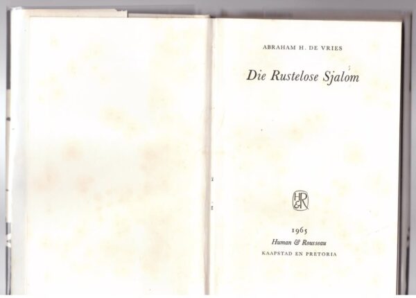 Die Rustelose Sjalom — Abraham H. De Vries secondhand book