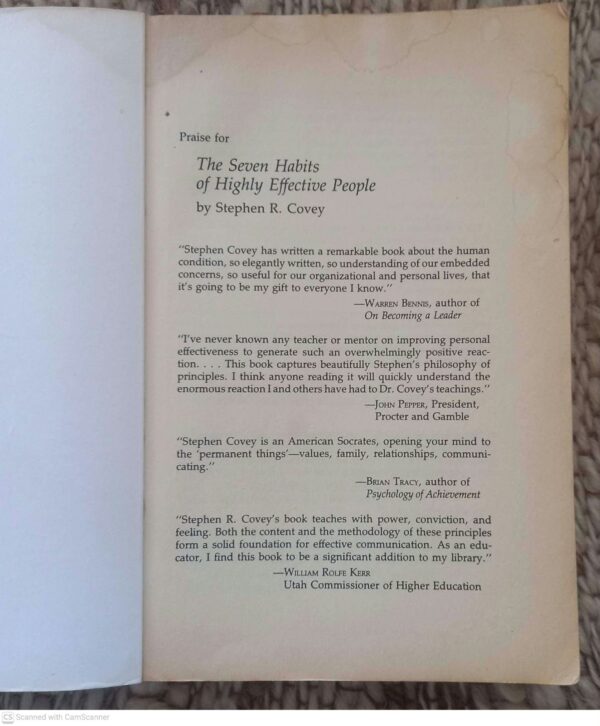 Seven Habits3 The Seven Habits Of Highly Effective People: Restoring The Character Ethic — Stephen R. Covey secondhand book
