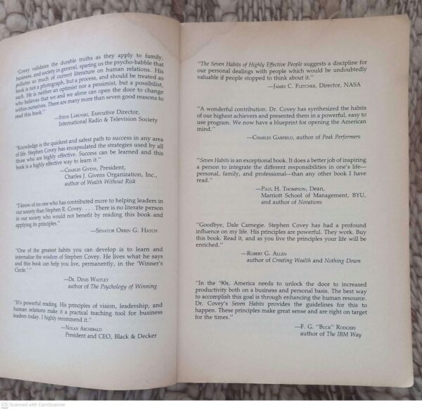 Seven Habits5 The Seven Habits Of Highly Effective People: Restoring The Character Ethic — Stephen R. Covey secondhand book