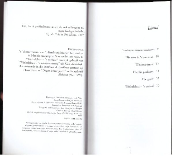 Skaduwees Tussen Skaduwees — Abraham H. De Vries secondhand book