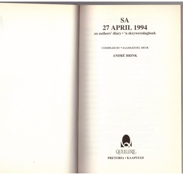Skrywersdagboek3 SA, 27 April 1994: ‘n Skrywersdagboek — André P. Brink secondhand book