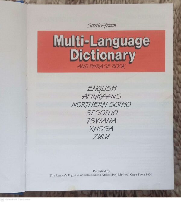 South African Multi-Language Dictionary And Phrase Book secondhand book