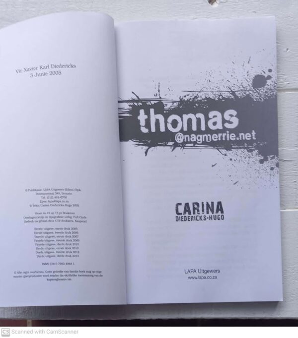 Thomas@nagmerrie.net — Carina Diedericks-Hugo secondhand book