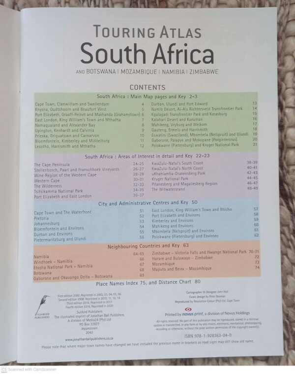 Touring Atlas South Africa And Botswana, Mozambique, Namibia, Zimbabwe secondhand book