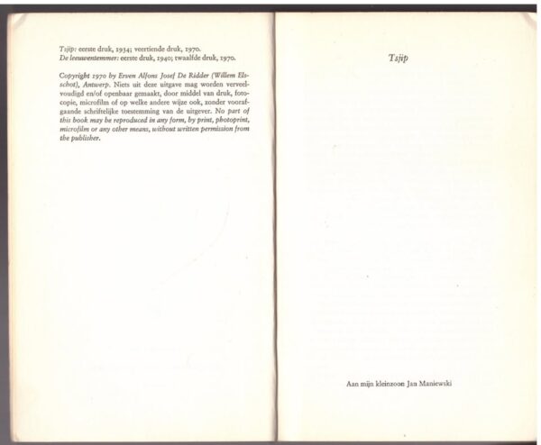 Tsjip & De Leeuwentemmer — Willem Elsschot (Dutch) secondhand book