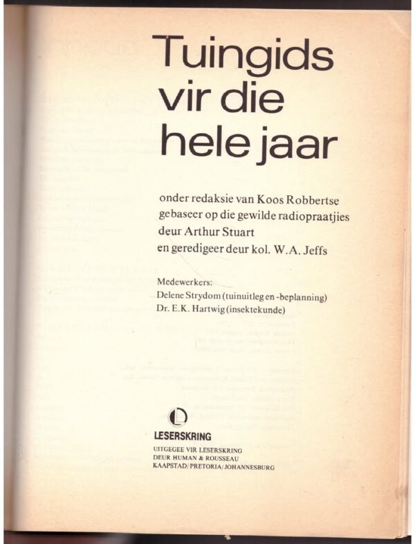 Tuingids Vir Die Hele Jaar — Koos Robbertse secondhand book